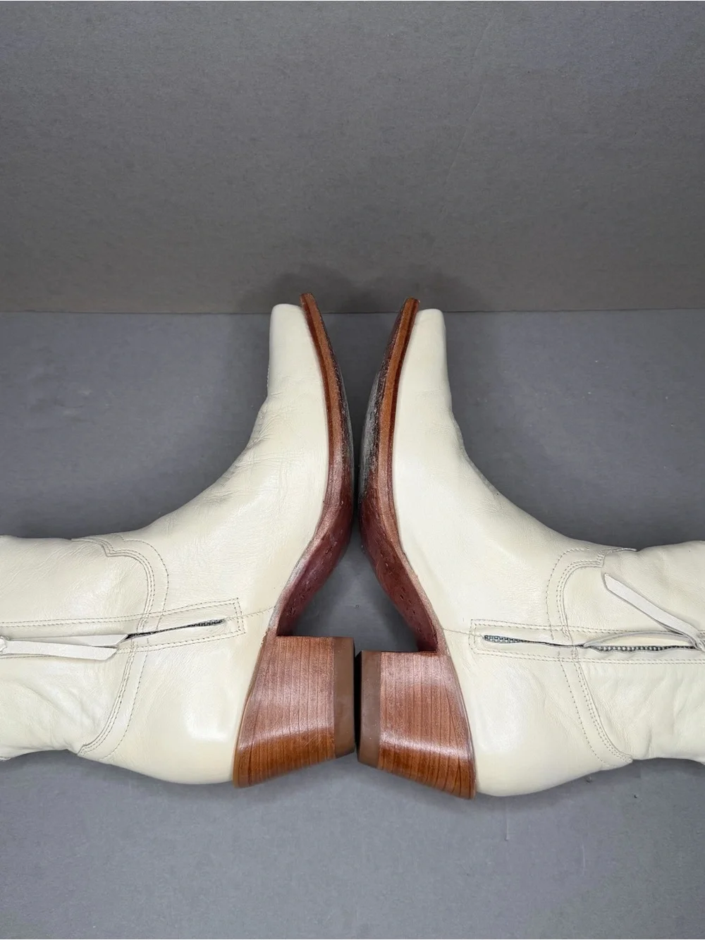 TECOVAS “The Daisy” Bone Calfskin Leather Western Boots Women Sz 8.5 Rodeo White